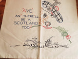 ANTIQUE Embroidered Pillow Front,Scottish Terrier,Scotty Dog, Embroidery To Frame,Patriotic Hand Embroidered, Collectible Vintage Textiles