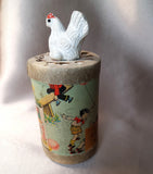 1930s Vintage Cute Toy, The CACKLING HEN, Wind It and Sounds Like a Hen, Sweet Graphics, Fun Addition To Toy Collection