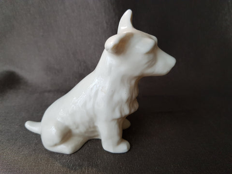 VINTAGE Belleek China Irish Porcelain Scottish Terrier Figurine, Fine Irish Belleek Terrier Dog, West Highland White Terrier, Porcelain Dog Figure