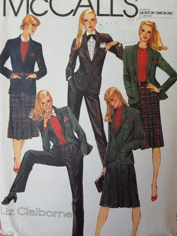 CLASSY 1980s Liz Claiborne McCALLS 7270 Pattern Jacket, Wrap Skirt  and Slim Pants, Bust 34 Vintage Sewing Pattern