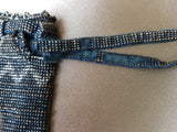 GORGEOUS 1920s Art Deco FRENCH Metal Beaded Purse Bag Lovely Micro Beads Shimmering Gold Silver Flapper Era Collectible Antique Purses