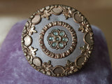 BEAUTIFUL Victorian Large Button, Sparkling Paste Stones Jewels, Rose Gold Gilt , Lovely Colors, Collectors Antique Buttons