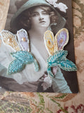 ART DECO French Glass Beaded Appliques,Glass Beaded Flowers, Flapper Era,Floral Millinery Applique,Heirloom Sewing,Collectible Appliques