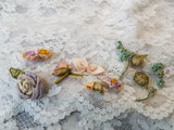 French RIBBONWORK Flowers,Rosettes,Ribbon Flowers For Doll Costuming, Hats,Flapper Dress,Collectible Vintage French Trims