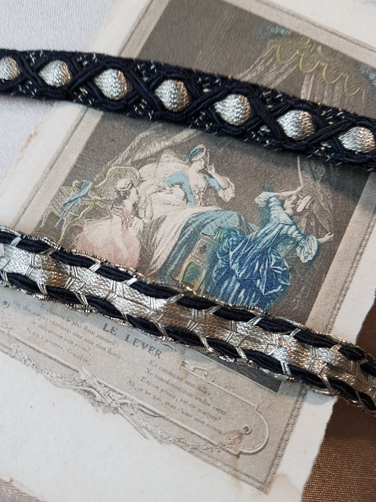 LOVELY Vintage Salesman's Sample Trim, Black and Gold, Original Labels, Doll Costuming, Heirloom Sewing, Fine Crafts