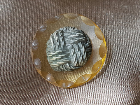 FABULOUS Apple Juice Style Button, Large Celluloid Button, Carved Translucent Button With Applied Center, Collectible Vintage Buttons