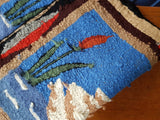 ANTIQUE Folk Art Hand Hooked Rug Pair Of Swans Lovely Condition