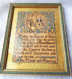 ART DECO Buzza Mottoware ,To Our Guest Picture, Old English Gold Parchment Paper, LOVELY Green and Gold Art Deco Wood Frame,Charles Dickens Style Graphics,BeautifulColors,Wall Art
