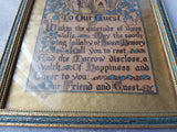ART DECO Buzza Mottoware ,To Our Guest Picture, Old English Gold Parchment Paper, LOVELY Green and Gold Art Deco Wood Frame,Charles Dickens Style Graphics,BeautifulColors,Wall Art