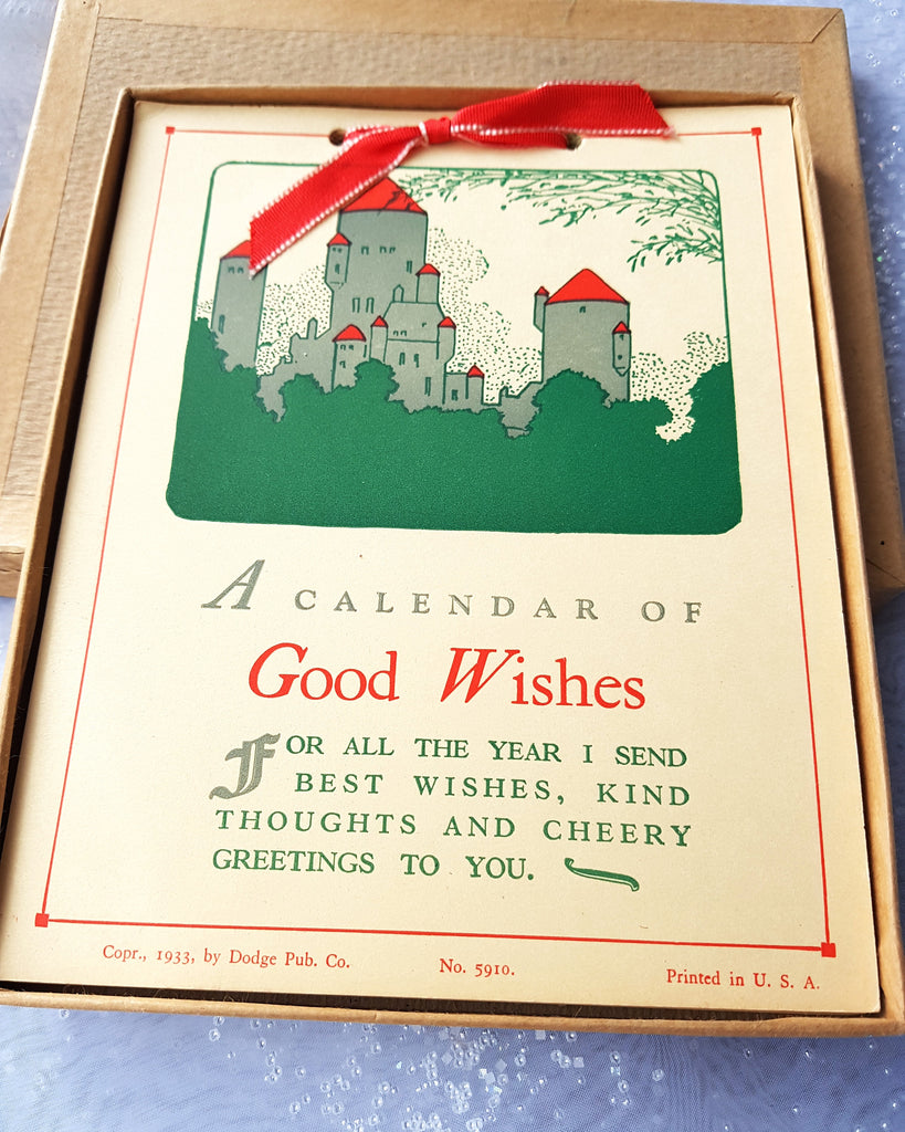 Beautiful 1934 CALENDAR of GOOD WISHES, in Original Box, Never Used, Ephemera, Great Gift