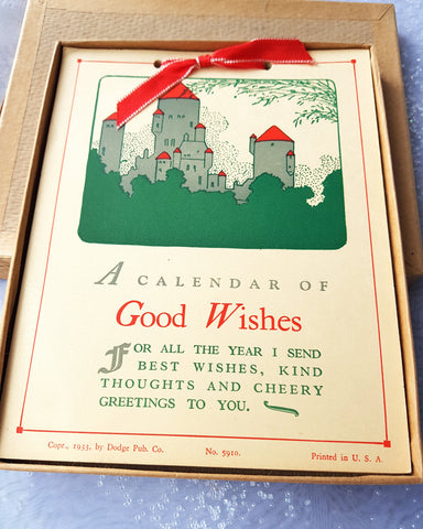 Beautiful 1934 CALENDAR of GOOD WISHES, in Original Box, Never Used, Ephemera, Great Gift