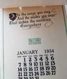 Beautiful 1934 CALENDAR of GOOD WISHES, in Original Box, Never Used, Ephemera, Great Gift