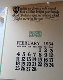 Beautiful 1934 CALENDAR of GOOD WISHES, in Original Box, Never Used, Ephemera, Great Gift