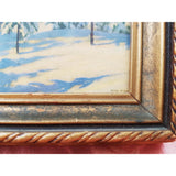 FABULOUS 1920s-30s Winter Scene Framed Litho Print,Beautiful Snow Covered Trees, Original Gilt Carved Small Frame, Signed Tom, Wall Art