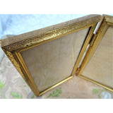 BEAUTIFUL 20sVintage Engraved Metal Folding Photo Frame,Embossed Floral Design Gilt Metal Photo Frame,Quality Gift Worthy Folding Frame