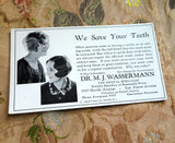 1930s Dental Advertising Blotter, Baltimore Dentist Ad, Frame It, Medical Interest