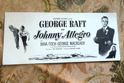 1949 Film Noir George Raft Movie Blotter, Johnny Allegro,Nina Foch, Collectible Movie Memorabilia