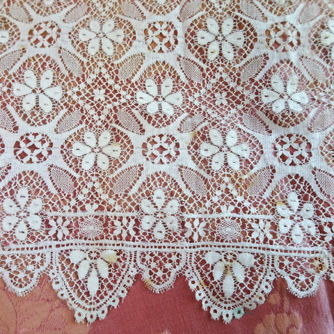 BEAUTIFUL Antique Fine Lace Panel Flounce,Intricate Pattern For Bridal Dress,Dolls,Dress Repair,Heirloom Sewing Antique Textiles