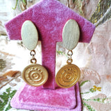 GLAM 1980s Drop Earrings, Brushed Gold Tone Clip On Earrings, Dangle Earrings, Collectible Vintage Jewelry