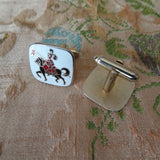 VINTAGE Gents CUFFLINKS, Enamel Knights on Horses, Gold Tone Metal Links, MCM Cuff Links,Men's Cufflinks,Vintage Wedding, Men's Jewelry