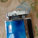 HANDSOME Art Deco Enamel Lighter, Blue, Black and Silver Tone Metal, Utica Japan Made, Collectible Vintage Lighters