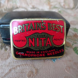 FABULOUS Antique Nita Gramophone Needles Tin 'Britain's Best', English Collectible Tin