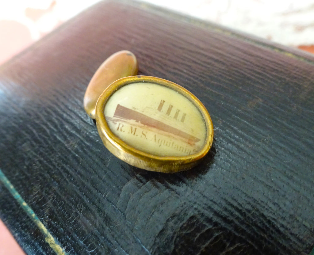 WONDERFUL Antique RMS Aquitania Cuff Link, Souvenir Cuff Link, Cunard Line, Ocean Liner Collectibles
