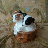 ADORABLE Royal Doulton Puppies in a Basket Figurine, Circa 1940s Three Cute Terrier Puppy Dogs, Beautifully Hand Painted, Collectible Dog Figurines