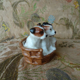 ADORABLE Royal Doulton Puppies in a Basket Figurine, Circa 1940s Three Cute Terrier Puppy Dogs, Beautifully Hand Painted, Collectible Dog Figurines