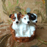 ADORABLE Royal Doulton Puppies in a Basket Figurine, Circa 1940s Three Cute Terrier Puppy Dogs, Beautifully Hand Painted, Collectible Dog Figurines