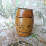 LOVELY Treen Money Bank, Figural Banks, Barrel Shape Money Box, Advertising Lester &Co, Beautiful Patina, Collectible Antique Banks