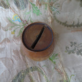 LOVELY Treen Money Bank, Figural Banks, Barrel Shape Money Box, Advertising Lester &Co, Beautiful Patina, Collectible Antique Banks