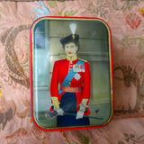 ROYALTY British Litho Tin Box,Royal Souvenir Young Queen Elizabeth II,The Crown, Sharp and sons Tin,Collectible Vintage Royal Tins