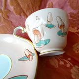 VINTAGE Aynsley English Bone China Tea Cup and Saucer, MUSHROOMS, Commemorative Cup and Saucer Brownies Girl Guides, Collectible Vintage Teacups