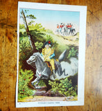 ORIGINAL Antique 1892 Chromolithograph Print of Putnam's Daring Run, 10 inches by 6.25 inches, Colorful Antique Print