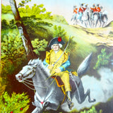 ORIGINAL Antique 1892 Chromolithograph Print of Putnam's Daring Run, 10 inches by 6.25 inches, Colorful Antique Print