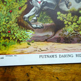 ORIGINAL Antique 1892 Chromolithograph Print of Putnam's Daring Run, 10 inches by 6.25 inches, Colorful Antique Print