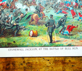 ORIGINAL Antique 1892 Chromolithograph Print of Stonewall Jackson At The Battle of Bull Run, 10 inches by 6.25 inches, Colorful Antique Print