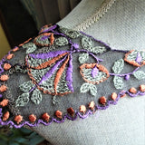 RESERVED FABULOUS Art Deco French Lace Collar, Black Netted Lace With Gorgeous Embroidery Work