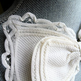 ANTIQUE French Cotton and Lace BOW Applique or clip on,Art Deco,For French Dolls,Hats,Girls Bridal Clothing,Collectible Lace
