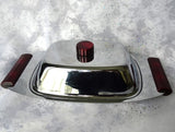 FABULOUS MCM Butter Dish, Glo-Hill Gourmates Chrome and Cherry Red Bakelite Covered Butter Dish, Original Glass Insert, Kitchenware, Collectible Mid Century Tableware