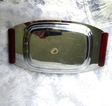 FABULOUS MCM Butter Dish, Glo-Hill Gourmates Chrome and Cherry Red Bakelite Covered Butter Dish, Original Glass Insert, Kitchenware, Collectible Mid Century Tableware