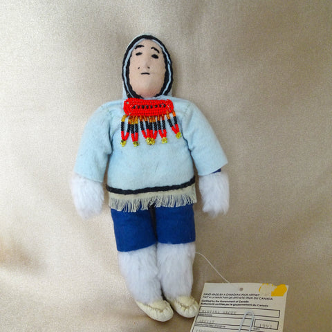 RARE Hand Made Inuit Eskimo Doll By Artist Martina Anoee, Circa 1992, Beautifully Hand Made, Dressed Traditionally, Lovely To Display, Collectible Vintage Artist Dolls