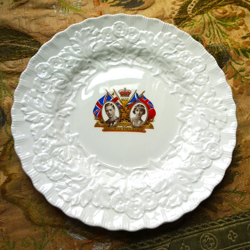 WONDERFUL British Royalty Souvenir Plate, 1937 King George VI and Queen Elizabeth Coronation Plate, Lovely Embossed Plate By Meakin, English Royalty Collectibles
