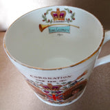 RARE Shelley Royalty Mug King George V 1911 Coronation,Lovely Graphics,From Mayor and Mayoress of Morecambe, English Royalty Collectibles