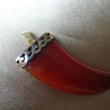 LOVELY Vintage Carved Carnelian Claw and Silver Pendant, Beautiful Vintage Pendant Necklace, Collectible Vintage Jewelry