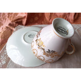 LOVELY English Bone China Teacup and Saucer, Colclough ,Pink With Gold Overlay, Cup & Saucer, Collectible Vintage Teacups