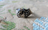 RARE Vintage Sterling Silver Ring,Theatre,Comedy and Tragedy Masks,Unique Ring, Art Deco,Silver Rings, Collectible Vintage Jewelry