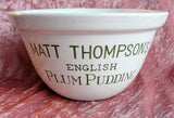 FABULOUS Antique English Green Text Plum Pudding Bowl Quick Cooker Matt Thompson's English Adams and Sons Victorian Advertising kitchenalia Collectible