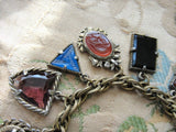 STUNNING Art Deco Czech Glass FOB Charm Bracelet 12 Detailed Watch Fobs,Quality 1920s-30s Unique Bracelet,Collectible Czech Glass Jewelry